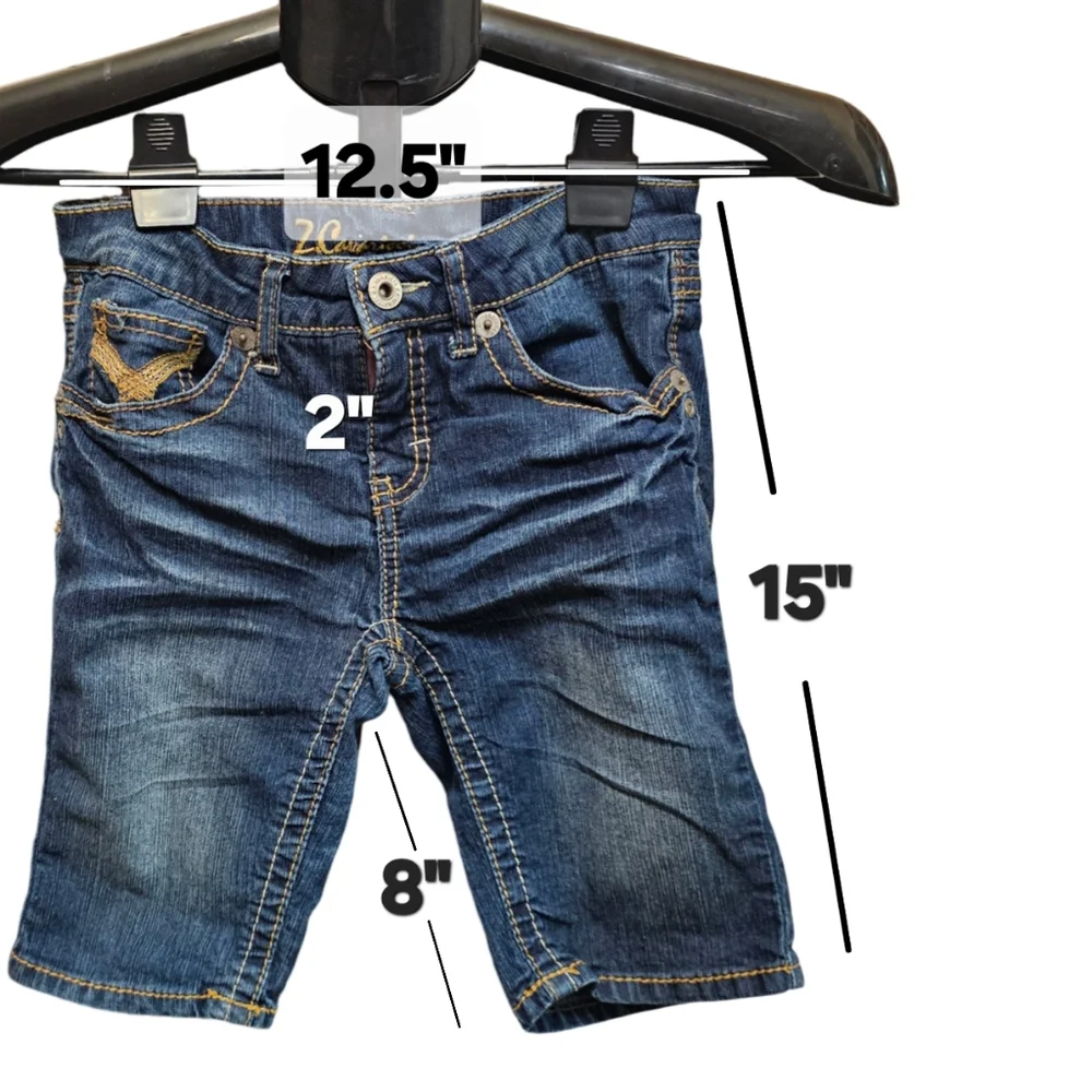 Z. Cavaricci Girls Denim Shorts Size 12 | Dark Wash Jean Bermuda Shorts - Picture 2 of 10